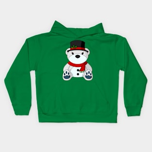 Snowman Teddy Bear Kids Hoodie